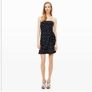 Club Monaco Harper Navy Floral Strapless Dress.